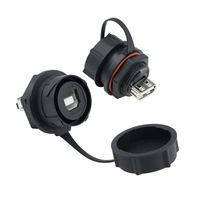 LSHITECH M21 Conector USB Tipo B Hembra para Montaje en Panel, IP67, Níquel con Baño de Cobre Dorado, para Gabinetes de Control Industrial
