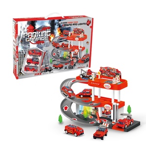 Estación de Bomberos de <span class=keywords><strong>Juguete</strong></span> con Pista Deslizante de 2 Niveles, Estacionamiento para Niños, <span class=keywords><strong>Garaje</strong></span> de Aleación para Autos con Luces y Sonidos - Product Image 5