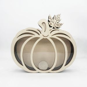 Uionen Nouvelle Tirelire en Bois Artisanale en Forme de Requin, Citrouille, Ananas – Ornements Décoratifs pour la Maison et le Bureau - Product Image 2
