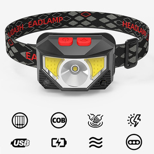 Lámpara de cabeza LED <span class=keywords><strong>con</strong></span> <span class=keywords><strong>Sensor</strong></span> de ondas <span class=keywords><strong>con</strong></span> luz roja y blanca, accesorios para acampar, faro impermeable para correr, ciclismo, pesca - Product Image 2