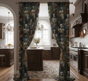 Greco Roman Marble Statue <b>Window</b> Curtains Dense Floral Design 70% Light Blocking Premium Decorative Fabric Panels for Home - Product Image 1