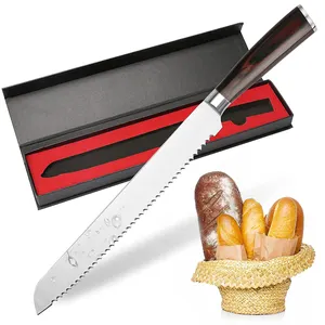 Hochkarbonstahl professionelles Brotschnittmesser 10 Zoll zerschnürter Rand Kuchenmesser für hausgemachtes kräusliges Brot