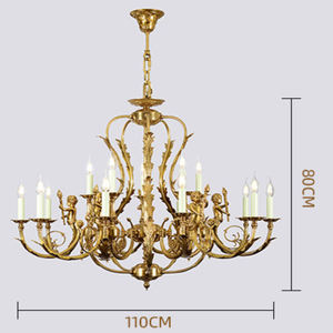 Escultura Wolf Boy Chandelier Cobre Corsé Colgante Vela Doble Hilo Rama Motivo Chapado en Oro Lámpara Colgante - Product Image 5