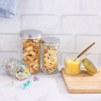 100ml 150ml 200ml 250ml 300ml Stoples Kaca Bening Ramah Lingkungan dengan Tutup Ulir untuk Menyimpan Kacang, Permen, dan Selai