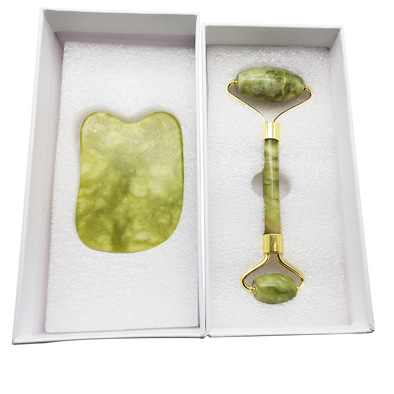 Натуральная Нефритовая Массажная доска для соскабливания гуаша и нефритовый Ролик в коробке