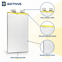 Batterie Li-ion Pouch Cell 12000mAh 3.7V 20C pour robot aspirateur, pack de batteries, fabricant OEM ODM personnalisé