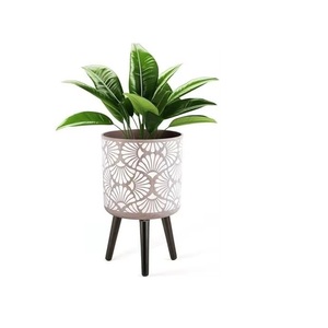Pot de fleurs en céramique blanche à motif géométrique, pot à succulentes moderne, décoration de bureau, disponible en promotion. - Product Image 2