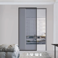 Porte coulissante en aluminium et verre coupe-feu, avec joint anti-fumée, pour sortie de secours d'immeubles commerciaux, escaliers et usines