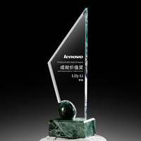 Trophée personnalisé professionnel créatif avec logo, plaque en cristal de marbre exquis, récompense d'honneur, prix en verre, base en verre noir