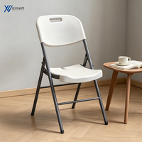 Chaises pliantes blanches en résine, chaise pliante légère, chaise de salle à manger empilable, matériau PP+Métal