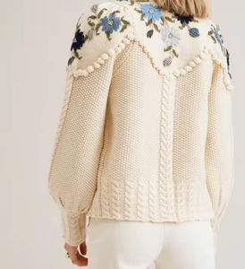 Suéteres de ganchillo de manga larga personalizados al por mayor, suéteres cortos elegantes para mujer, cárdigans para mujer, suéter de Jacquard de gran tamaño - Product Image 4