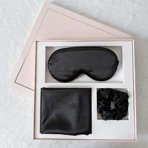 Coffret cadeau <span class=keywords><strong>Masque</strong></span> de sommeil en soie Taie d'oreiller Ensemble d'anneaux de cheveux Coffret cadeau de trois pièces Cadeau de compagnon de mariage Vente en gros - Product Image 5