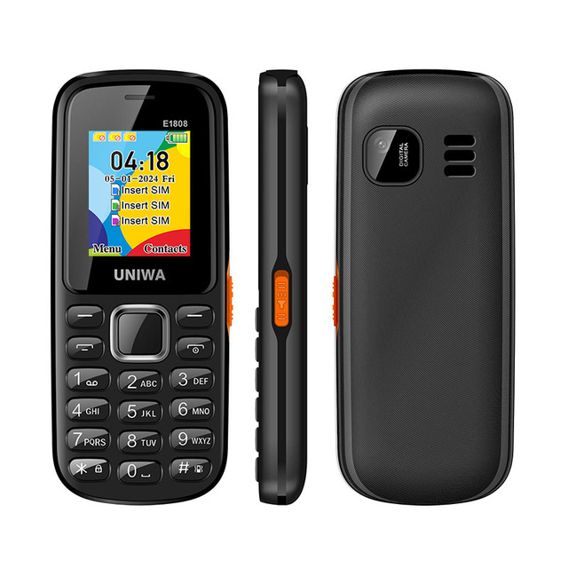 UNIWA E1808 Feature Phone with T9 Keypad Low-Cost 3 SIM Card 3 Standby GSM Mobile Phone with Painting