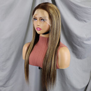 Perruques en cheveux humains à 200 % de densité, 20-30 pouces # Perruques Lace Front P4/27 Highlight Bone Straight avec dentelle transparente 13x4, perruque de cheveux raides - Product Image 1