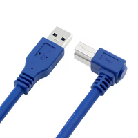 Câble USB 3.0 Type A vers B mâle à angle droit pour imprimante, scanner, 5 Gbps, 1,5 mètre, plaqué or, pour disque dur