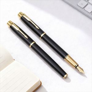 Black Luxury Business Metal Fountain <b>Pen</b> with Customizable Logo for Men's Calligraphy 0.38/0.7mm Writing Width Finance Gift - Product Image 2