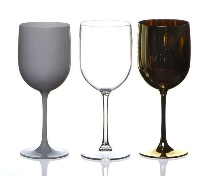 Goblet Glasses Unbreakable Blue White Clear Champagne Acrylic Wine Cups Plastic Wine Glass