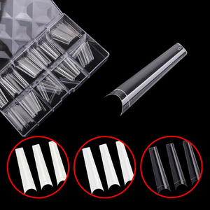Lot de 500 faux ongles en forme de cercueil XXL pour ongles en acrylique français, demi-pleins, sans courbe C, transparents - Product Image 3