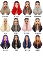 Perruque longue et droite pour femme, couleur dégradée, extrémités légèrement bouclées, en fibre haute température, semi-tressée à la main, densité 250%, pour usage quotidien
