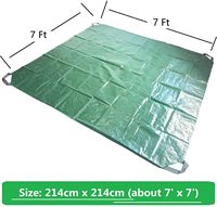 Bâche de protection robuste 7x7 m en PVC imperméable marron-vert pour couverture de jardin avec 4 poignées
