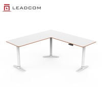 Bureau assis-debout électrique ergonomique commercial LEADCOM LS-781 à hauteur réglable, forme personnalisée, pour bureau