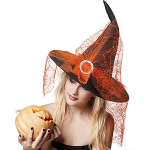 Chapeaux de sorcière d'Halloween en dentelle pour décoration Chapeau de sorcier Costume d'Halloween Sorcière - Product Image 4