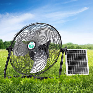 AC/DC式金属グリル12インチ3ピース充電式家庭用ソーラーファン、バッテリーファン付き - Product Image 1