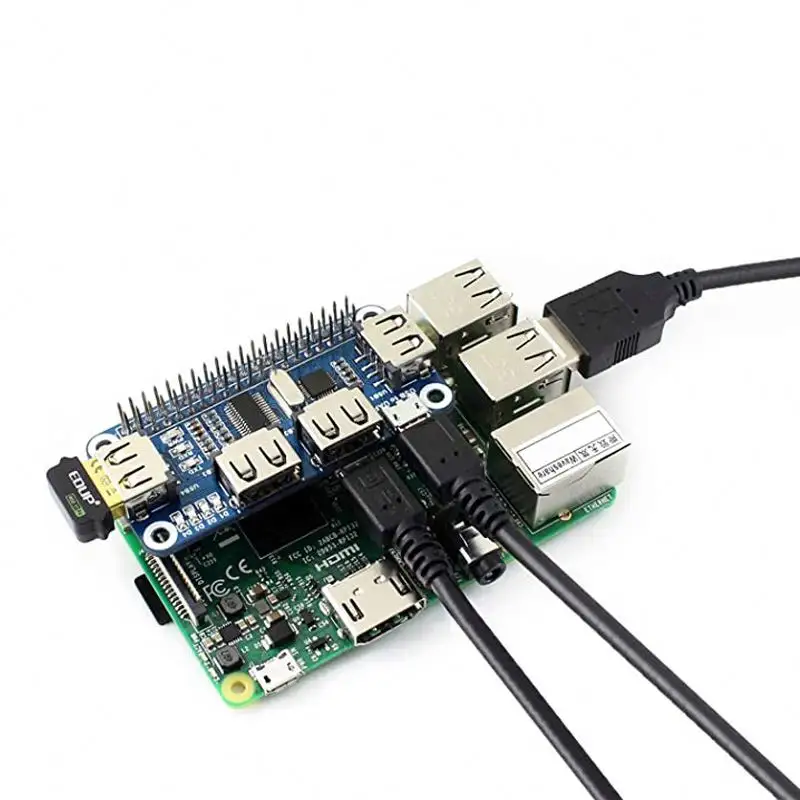 4-Port Raspberry Pi USB HUB HAT for Raspberry Pi 4B/3B+/3B/2B/B+/A+/Zero/Zero W, 4 Ports Compatible with USB2.0/1.1 usb hubs