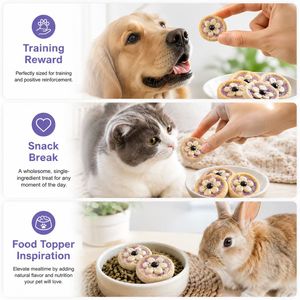 Organic Natural Grain Free Digestive Care High Fiber Dog Treats Training Reward Freeze Dried Blueberry purple Sweet Potato Cake - Product Image 2