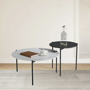 Ensemble de table basse double en acier au carbone en pierre frittée Lu - Product Image 6