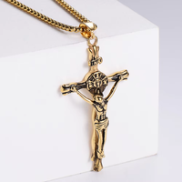 Pendentif pour homme en acier inoxydable, motif croix américaine, thème religieux chrétien et juif, pour les croyants
