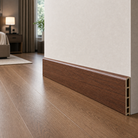 Plinthe en noyer WYRAX 100 mm, finition PVC imitation bois pour jonction mur-sol d'hôtel, 3,0 m
