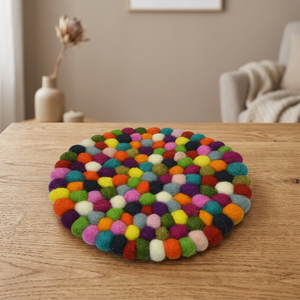 Dessous de verre multicolore 15 cm en feutre de laine douce naturelle Durable Classic Eco-Friendly Table Top Decoration Mat/Pad Kitchen Dining - Product Image 3