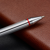 Stylo à bille haut de gamme deux-en-un en cuivre chromé argent design incurvé 0.7mm largeur d'écriture stylo Logo bicolore double face