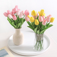 Fleurs de tulipes en PU de haute qualité, faites à la main, au toucher réel, style vintage, pour le Nouvel An chinois, les mariages, les restaurants, la décoration de table