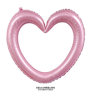 Heart Shape <b>Balloon</b> 40 Inch <b>Silver</b> Photo Frame Valentine's Day Decoration Indoor Use - Product Image 4