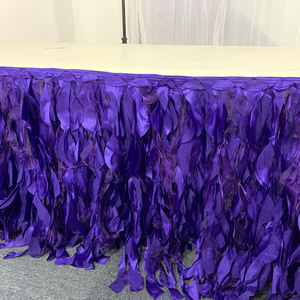 Disposable Taffeta <b>Table</b> Skirt for Formal <b>Occasions</b> Round Curly Willow Design - Product Image 4