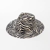 Chapeau Fedora Tendance Femme en Laine 100% Imprimé Léopard Zèbre, Style Britannique, Bord de 8 cm, Collection Printemps 2026