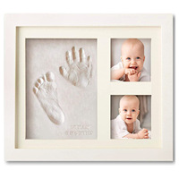 Cadre photo commémoratif personnalisé créatif pour empreintes de mains et de pieds de bébé et d'animaux de compagnie avec estampage sur panneau artificiel - Vente en gros