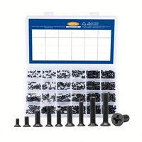 Sekrup Mesin M5, Washer Datar Pengunci, Baja Paduan Kelas 10.9, Kepala Tombol Hex, Sekrup Hitam, Kit Mur dan Baut