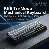 Clavier de jeu mécanique K68 populaire, vente directe du fabricant, sans fil 2,4 GHz, rétroéclairage RGB, USB-C, Hot-Swap, Plug and Play