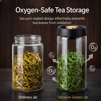 Bocal à café sous vide à ouverture rapide en verre borosilicate de haute qualité, hermétique, 1-2L, avec couvercle, pour la conservation des aliments (haricots, thé, sucre)