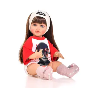 Poupées Bébé <span class=keywords><strong>Reborn</strong></span> en Silicone de 55 cm, Collection <span class=keywords><strong>Boutique</strong></span> de Mode, Offre Spéciale, Poupée Bébé <span class=keywords><strong>Reborn</strong></span> Entièrement en Silicone Souple de 22 Pouces avec Cheveux Longs - Product Image 1