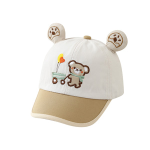 26 Nuevas Gorras de Béisbol Infantiles de Lona de 6 Paneles con Bordado de Oso de Dibujos Animados Coreanos para Primavera y Otoño, Gorra de Bebé con Estampado por Sublimación - Product Image 5
