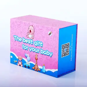 定制粉色大新生儿礼盒婴儿服装婴儿用品磁性封口包装纸礼盒