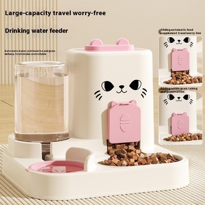 Büyük kapasiteli iki-in-one otomatik <span class=keywords><strong>Pet</strong></span> besleme içme cihazı kediler için plastik su mama besleyici <span class=keywords><strong>Pet</strong></span> malzemeleri - Product Image 2