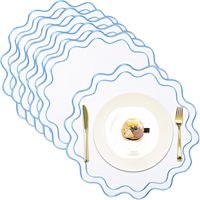Sets de table ronds en coton et lin, broderie ondulée, lavables, superposés, style rustique, pour la décoration de table à dîner, hôtel, restaurant, cuisine