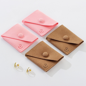 1mm Thick High Quality Microfiber Button Jewelry Packaging <b>Gift</b> Pouch Packaging Jewelry Bag Pouch with Oblique Flap - Product Image 5