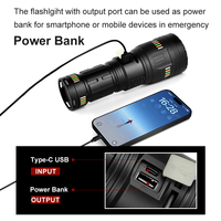 Lampe torche tactique LED ZOOM 60W 5000LM 1500m longue portée avec 4 piles 18650 22000mah, laser stroboscopique pour la chasse et le camping