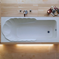 Baignoire à poser rectangulaire en acrylique de style moderne, luxueuse et écologique, avec drain intégré, garantie de 2 ans, pour intérieur